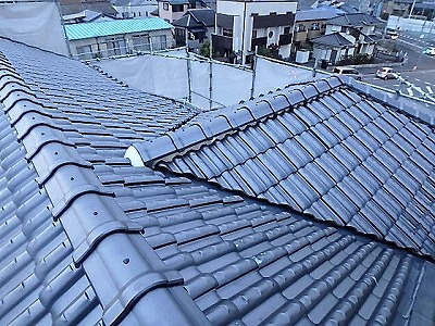 瓦止め釘、漆喰補修完成の様子