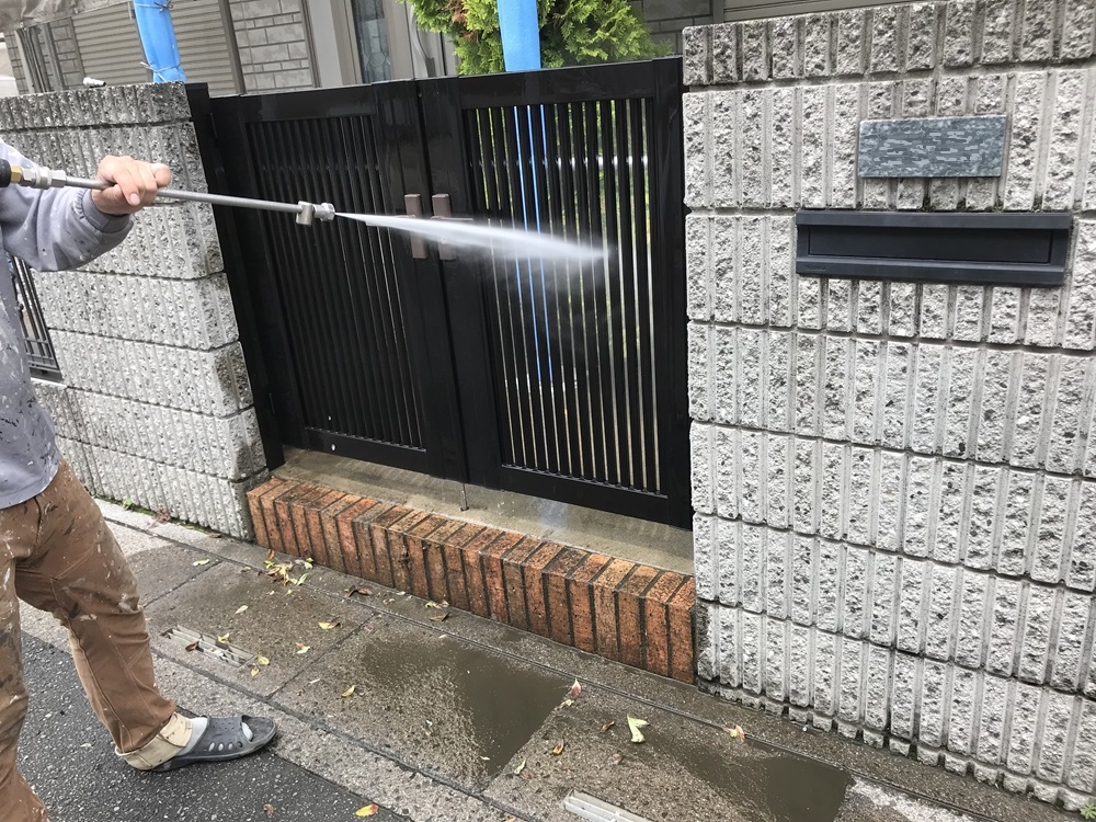 上尾市門の高圧洗浄