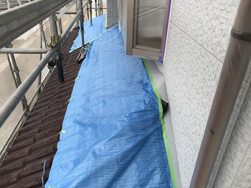 外壁塗装の為養生