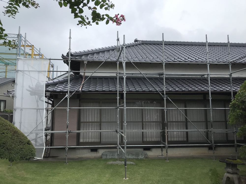 上尾市仮設足場設置完了南西側