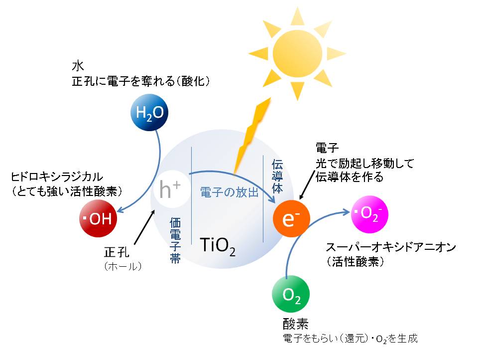 酸化チタン光触媒しくみ