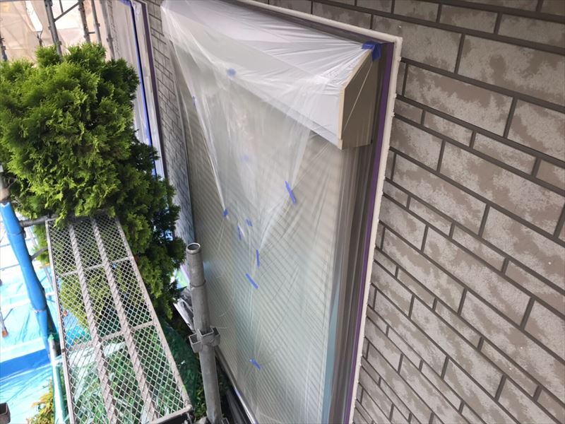 外壁塗装の為養生