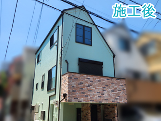 中野区本町にてグリーン系（39-80D）の色で外壁塗装！塗料はパーフェクトトップを使用