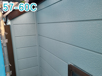 練馬区のお客様邸、ブルーグリーン系の色「57-60C」で外壁のカラーシミュレーション