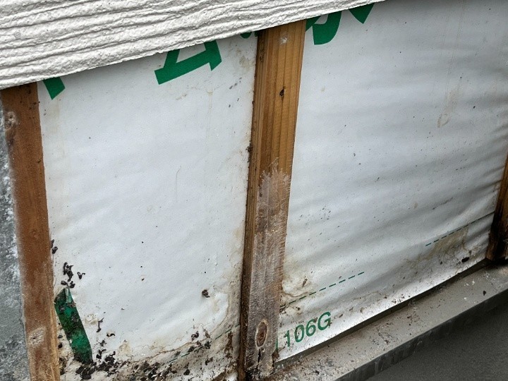 ドア横部分も湿気の侵入を調査