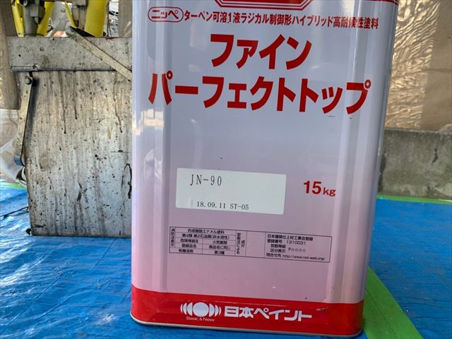 墨田区立花店舗ビルの日本ペイントファインパーフェクトトップ（JN －90）を使ったALC外壁塗装