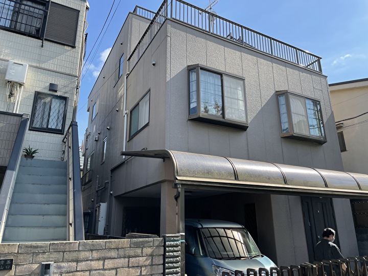 葛飾区鎌倉にて遮熱効果を発揮する高日射反射率塗料を活用し助成金制度を利用した外壁塗装工事を実施（使用塗料は水性サーモアイウォールSI「ND-210」）