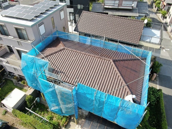 調布市にてファインパーフェクトベストを用いた屋根塗装工事を施工