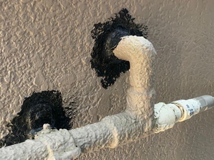 各種配管周りに発生したクラック部分の処理