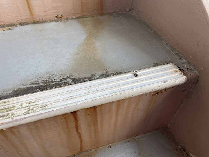 劣化によりノンスリップを固定するビスが浮いてる状態