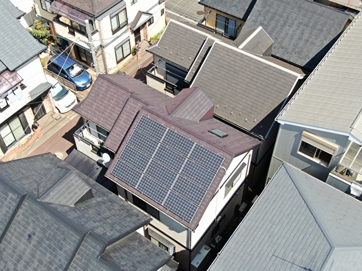 ドローン使って空撮した工事前の屋根部