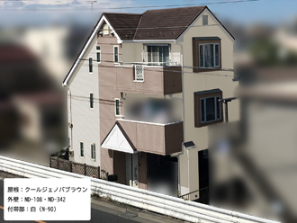 江戸川区松島のお客様邸の外壁塗装、ND-108とND-342のツートンでのカラーシミュレーション！