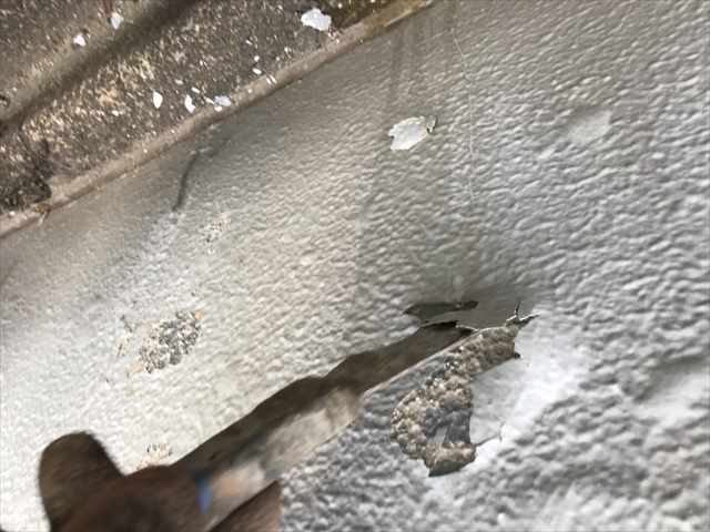 浮いている塗膜を削ってから外構の塗装工事／名古屋市港区