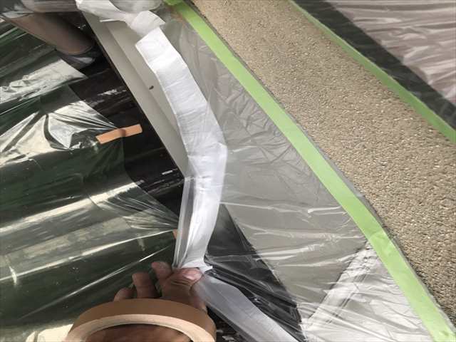 リシン外壁と軒裏の下塗り／名古屋市南区