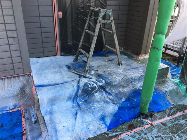玄関前敷物養生