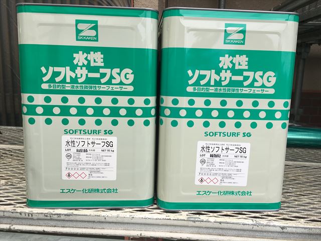 ソフトサ－フＳＧで外壁下塗り、アレススーパ－ホルダ－Ｇで軒天補修/松戸市紙敷