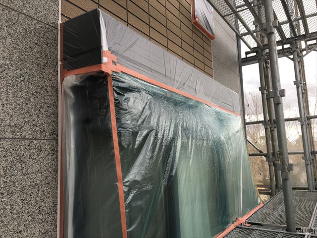 シャッタ-BOX養生