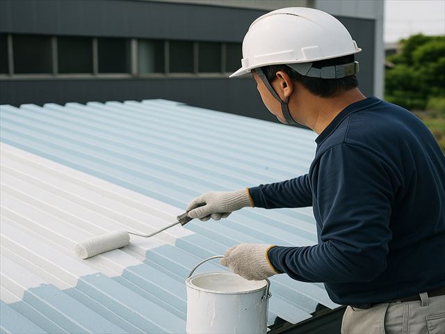 1屋根の塗装作業水戸市