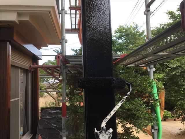 Y邸玄関柱仕上げ