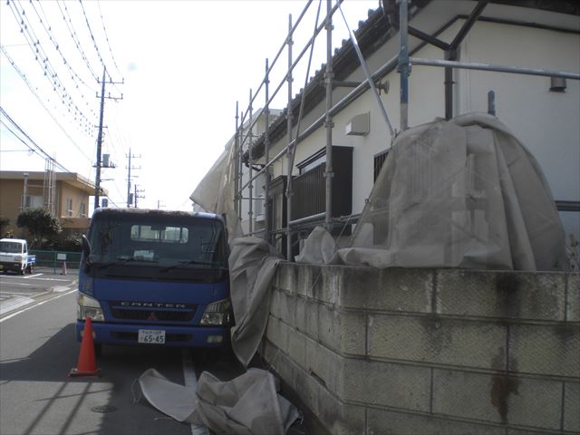 仮設足場解体