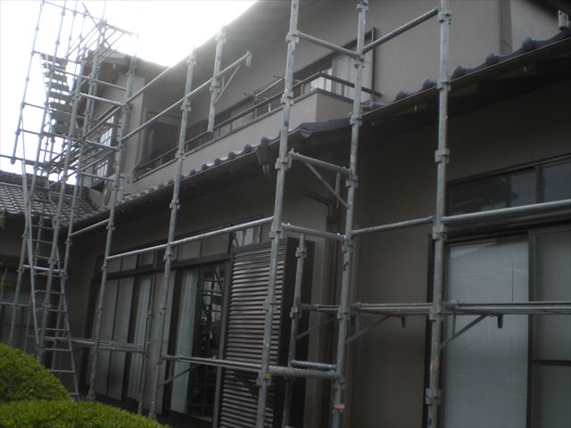 水戸市堀町／塗り替え作業完了　完了検査・仮設足場解体作業です。