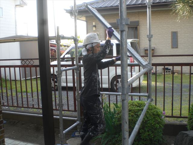 仮設足場解体中