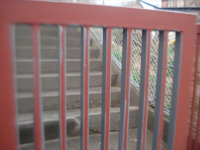 S邸門扉上塗り中