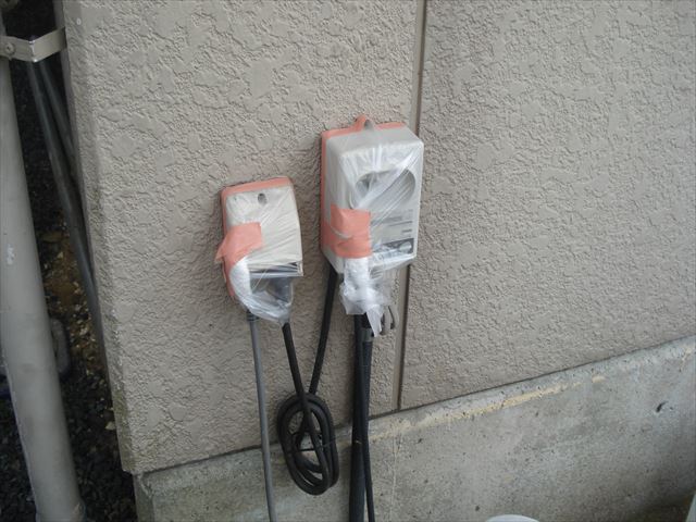 S邸洗浄前電気養生