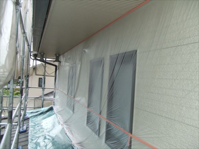 2階外壁ビニール養生