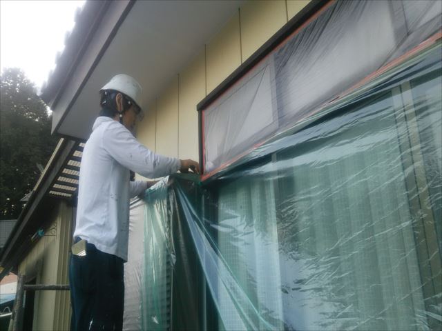 ビニール養生作業