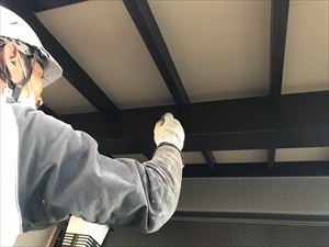 オイルステイン、玄関木部周り塗装