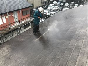 屋根 洗浄作業
