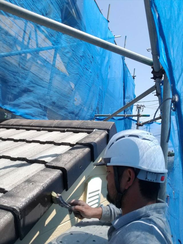 砥部町屋根刷毛塗