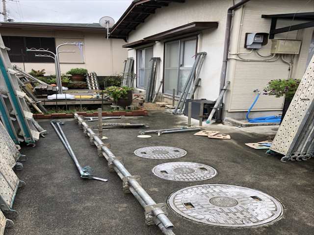 国分町 足場段取り