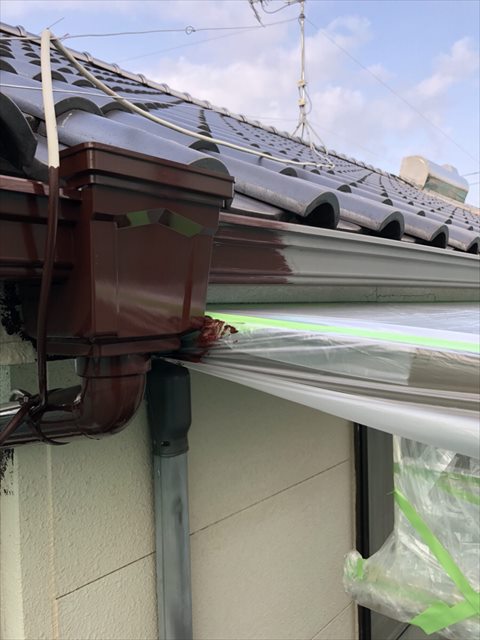 立花 ２階雨どい塗装