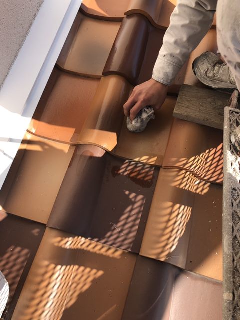 下屋根 ペンキ シンナー拭き