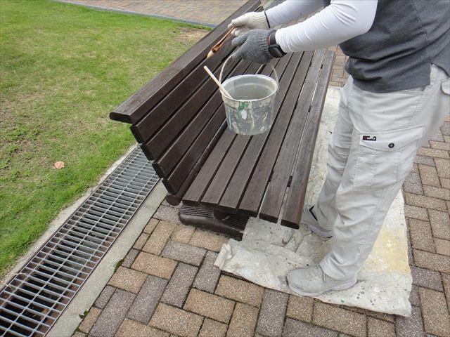 木製部分への塗装1回目