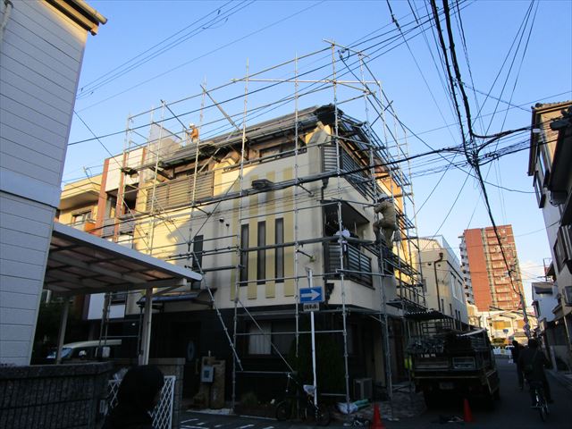 西側足場組立