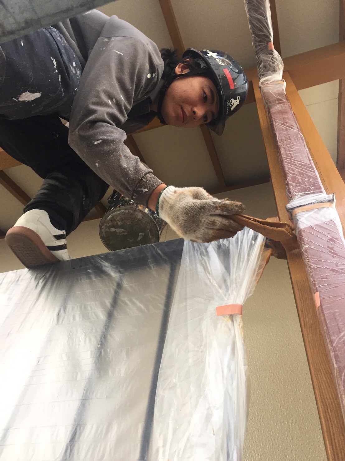 大分市　牧｜２階建てアパート　木部塗装　ガードラックアクア２回塗り　