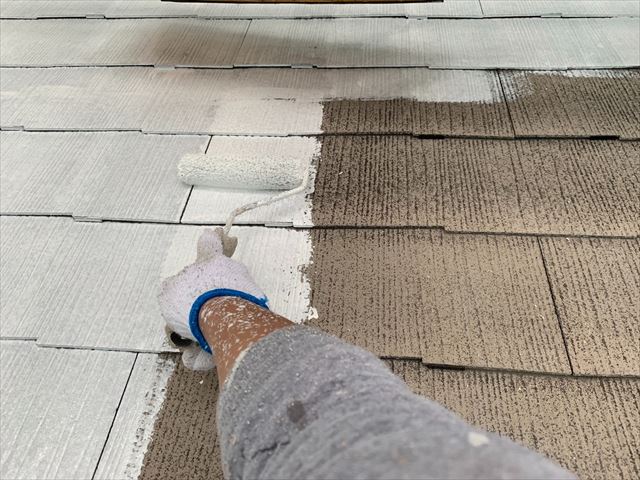 恵那市で屋根下塗り