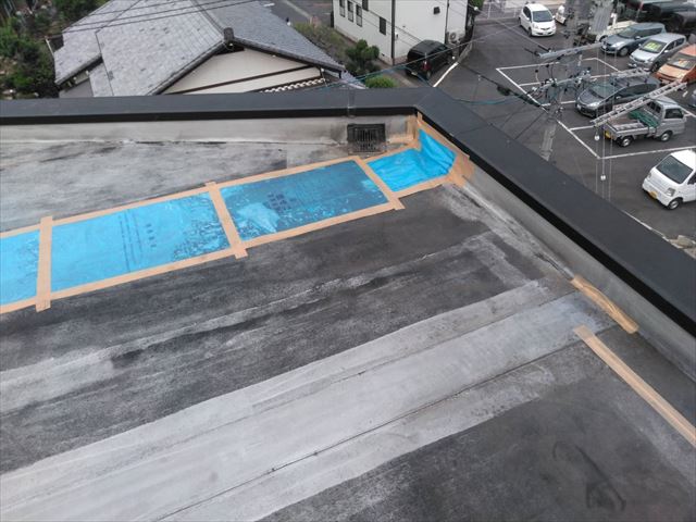 中津川市にて陸屋根の防水の現場調査（下見）にお伺いしています。