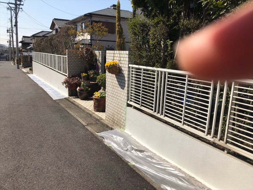 土岐市塀養生塗り替え