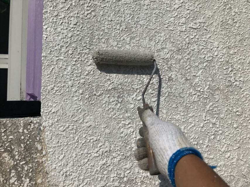 可児市ブロック塀下塗り