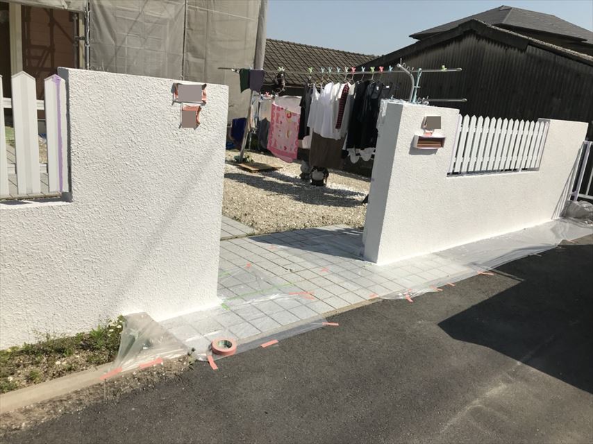 多治見市ブロック塀養生