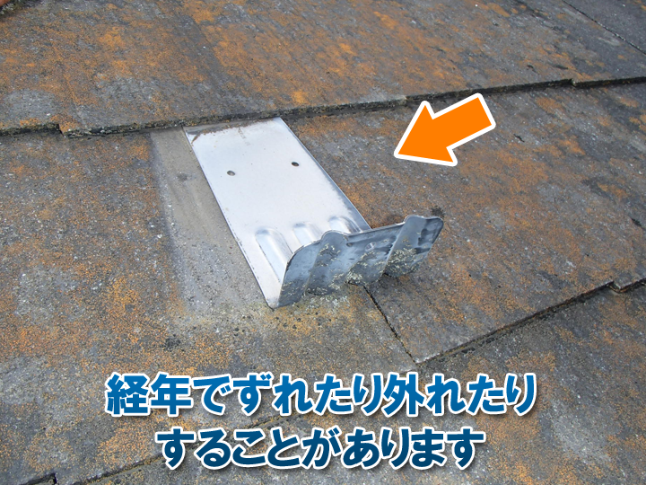 雪止めは、設置されてから経年でずれたり外れたりすることがある