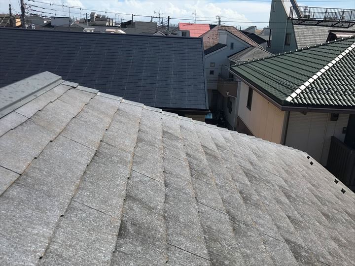 市川市稲荷木で屋根塗装工事、ファインパーフェクトベスト（ダークグレー）で施工