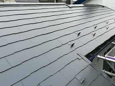 香取市佐原にて築12年の化粧スレート屋根をファインパーフェクトベストで屋根塗装工事を実施