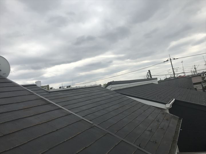 流山市東深井でスレート屋根の点検調査、遮熱塗料サーモアイSIでご提案致します