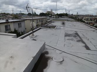 千葉市花見川区で経年劣化したシート防水と雨漏りを起こしたことによる被害を点検