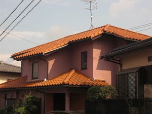 モルタル壁の塗装　セメント瓦清掃　市原市桜台